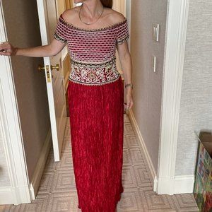 Pristine Mary McFadden Beaded Bodice Column Dress